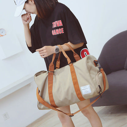 Lauren – Nylon Duffel Bag with Orange Straps for Travel