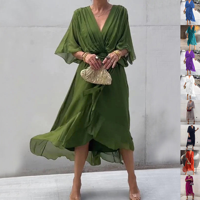 Joy – Elegant Batwing V-neck Dress