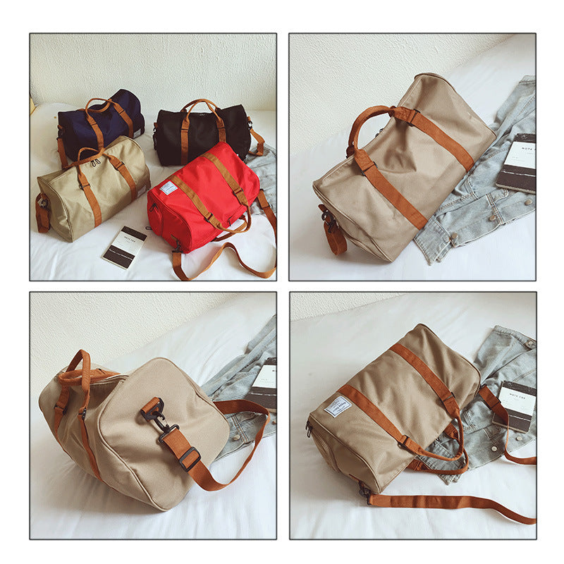 Lauren – Nylon Duffel Bag with Orange Straps for Travel