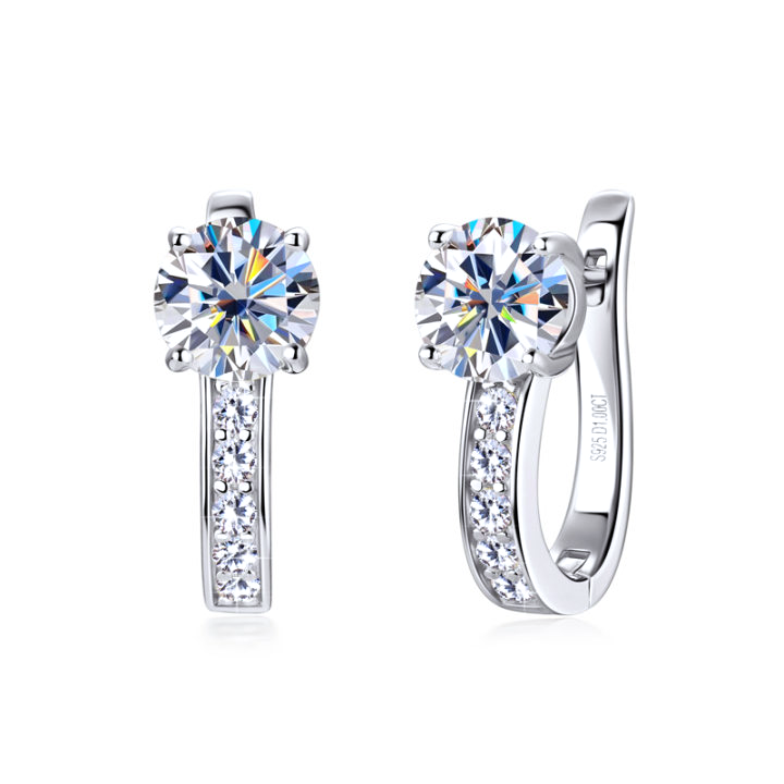Radiant Solitaire Drop Earrings with Accents
