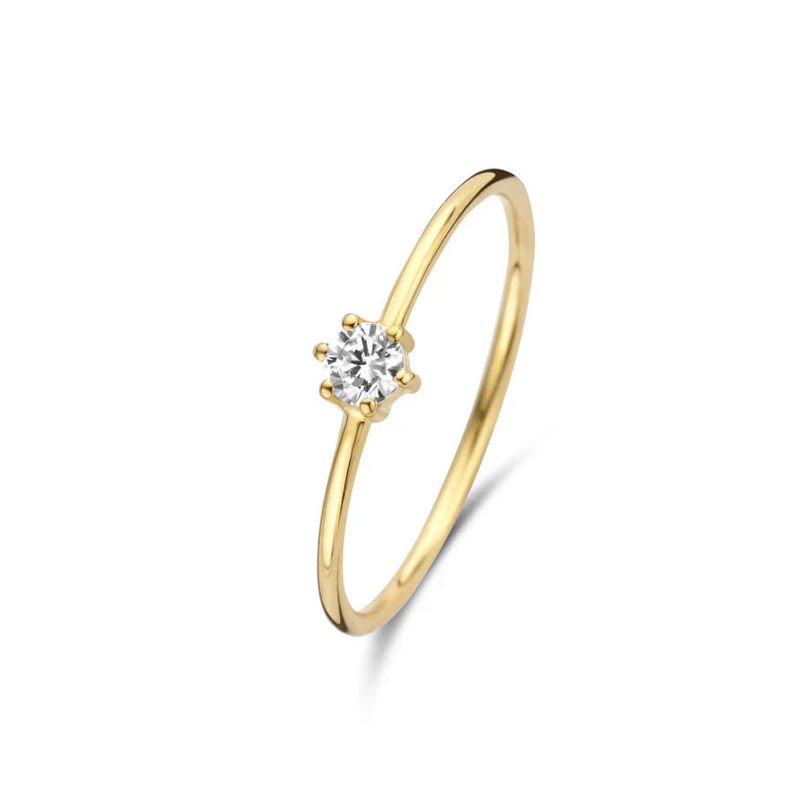 Solitaire Accent Ring in Gold with Sparkling Stone