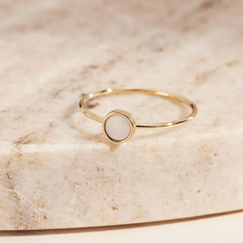 Opaline Disc Gold-Tone Minimalist Ring