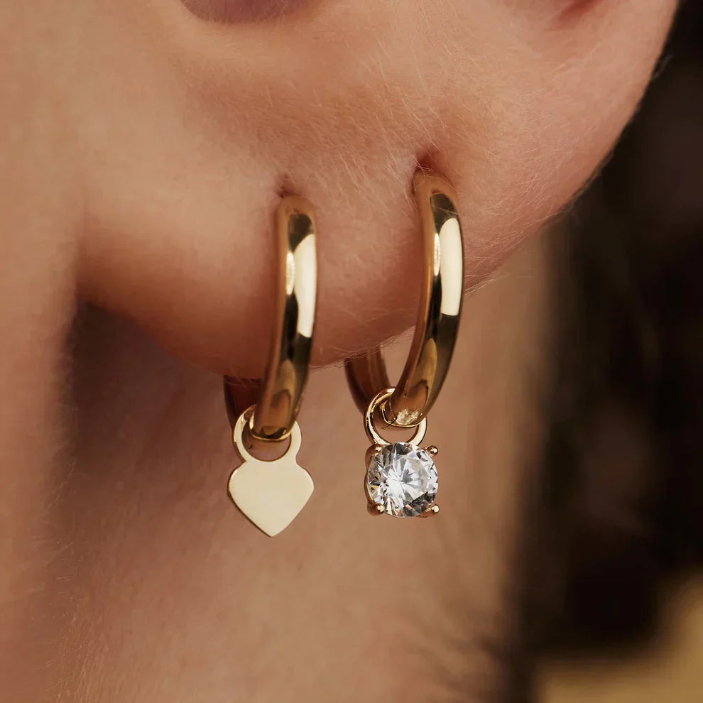 Golden Hoop Earrings with Radiant Crystal Drops