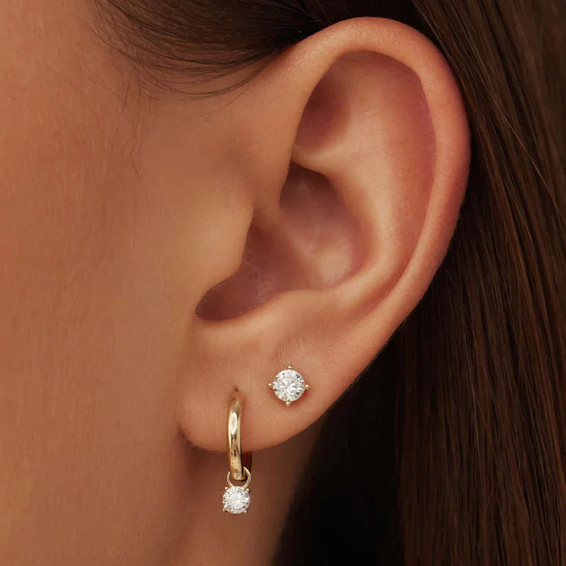 Classic Gold Stud Earrings with Brilliant Cut Stones
