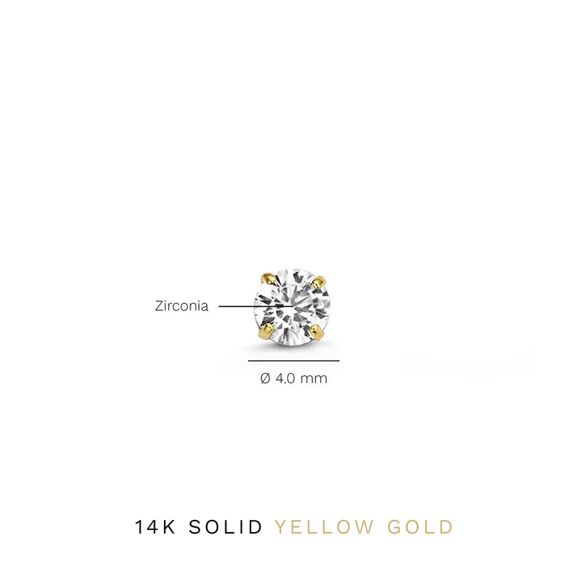 Classic Gold Stud Earrings with Brilliant Cut Stones