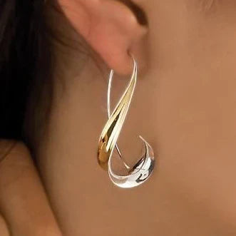 Gold and Silver Twist Hoop Earrings