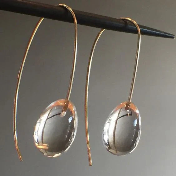 Clear Drop Earrings with Gold Tone Hooks