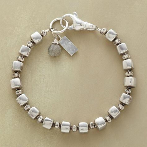 Silver Beaded Bracelet with Charms