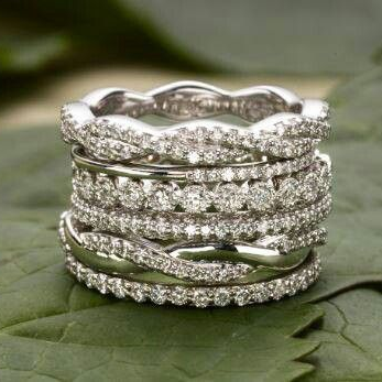 Vintage Silver Sparkle Stacking Rings Set