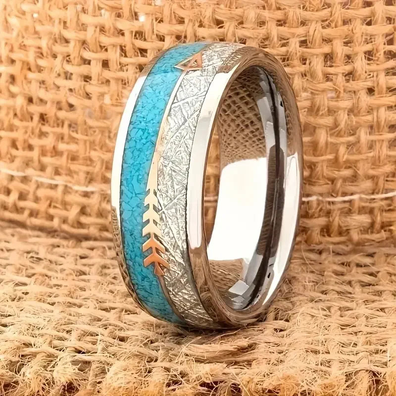 Arrow &amp; Turquoise Inlay Band Ring