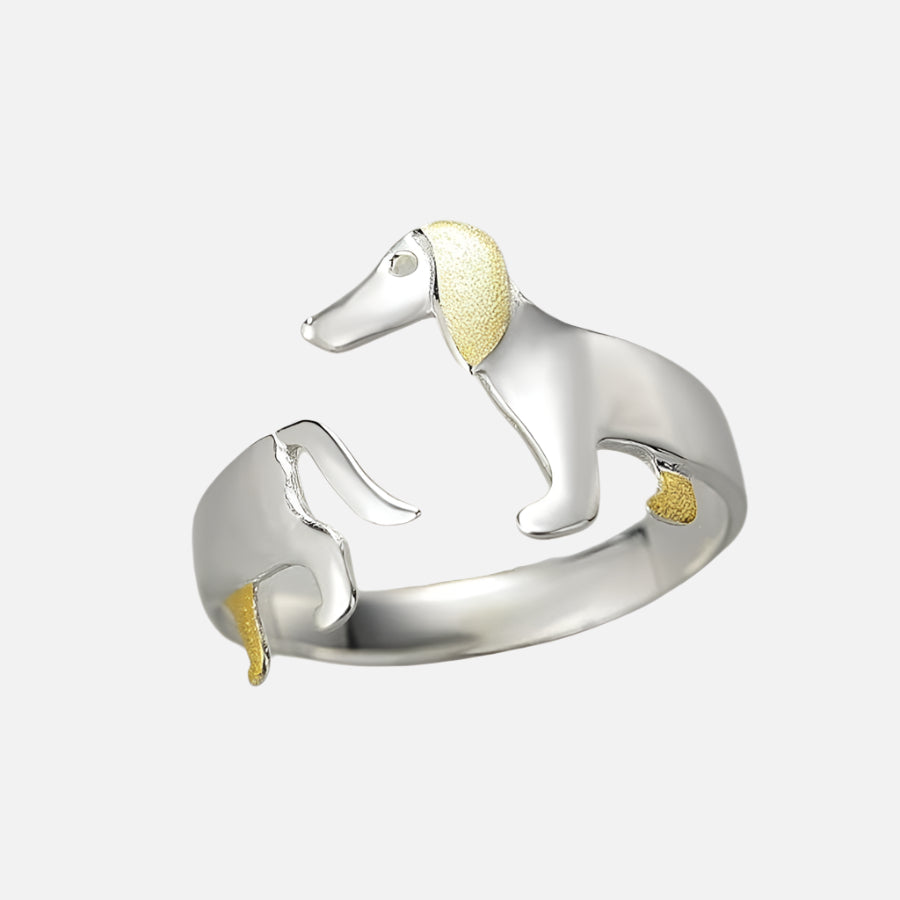 Dachshund Wrap Ring with Golden Accents