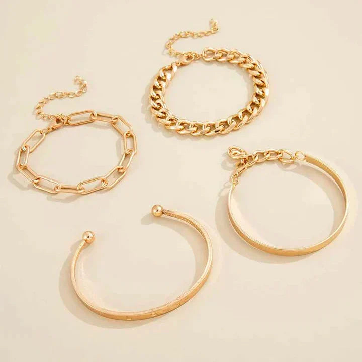 LOVE Statement Silver Chain &amp; Bangle Bracelet Set