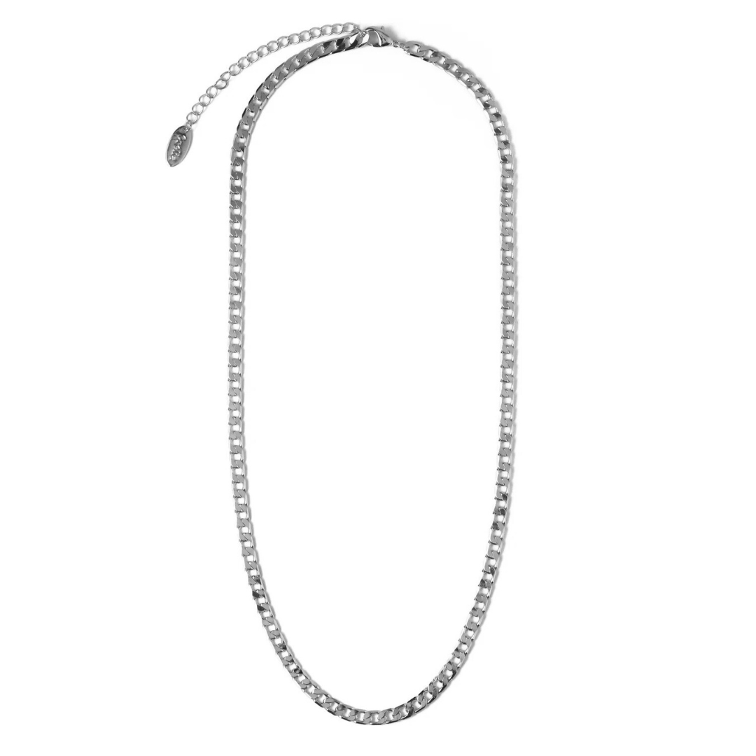 Classic Silver-Tone Curb Chain Necklace